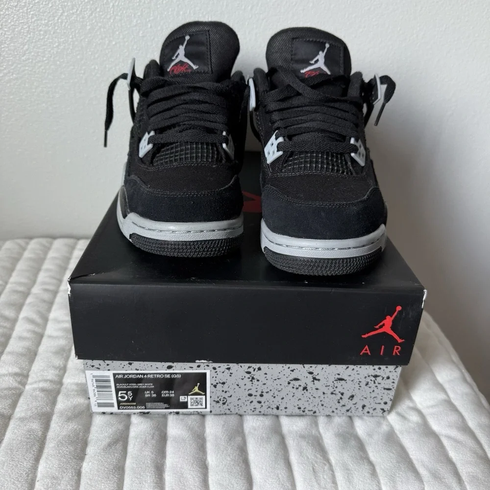 Nike Air Jordan 4 Retro GS Canvas Shoes DV0553-006 Size 5.5Y/7W Womens With Box‎